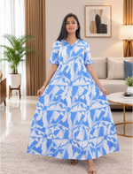 Mangai 3 Layer Frock Model Nighties Soft and Smooth Premium Quality Rayon Material , Fancy Frilled Sleeve, Side Pocket , Back tie Rope , Stylish Collection's for Trendy Women's (MRK)