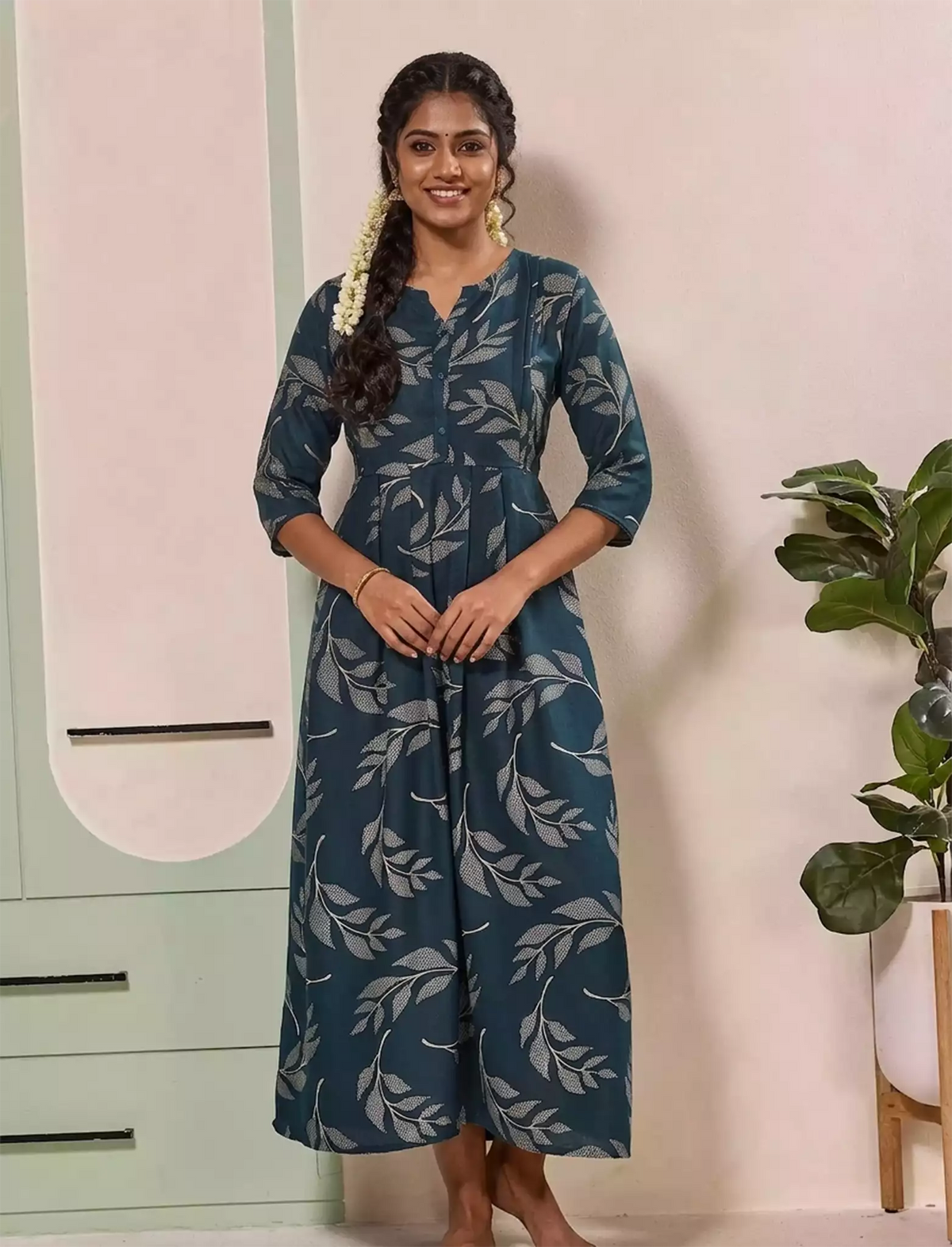 Teal Blue Alpine Kurti Style – Mangai nighties