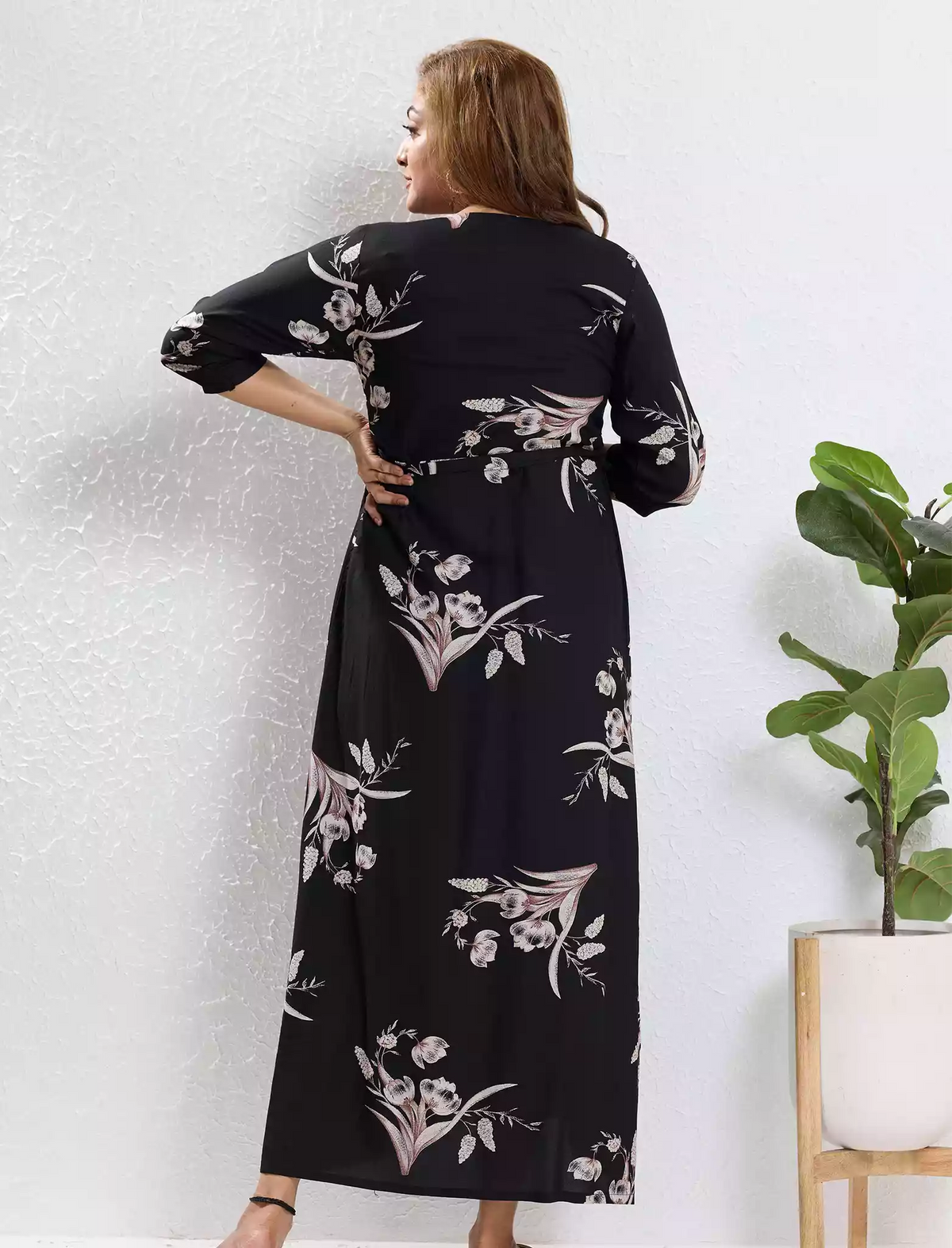 Rayon Maternity Feeding Long Frock Back View - Mangai Nighties