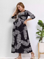 Black Rayon Feeding Long Frock - Mangai Nighties