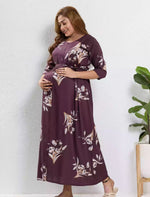 Navy Rayon Feeding Long Frock - Mangai Nighties
