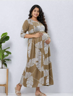 Olive Rayon Feeding Nighty Front Zip - Mangai Nighties