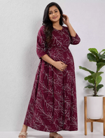 Purple Rayon Feeding Nighty Front Zip - Mangai Nighties