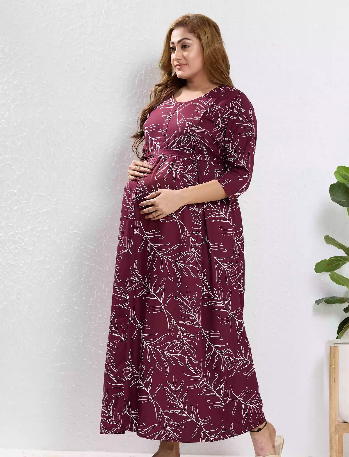 Rayon Feeding Maternity Long Frock - Mangai Nighties