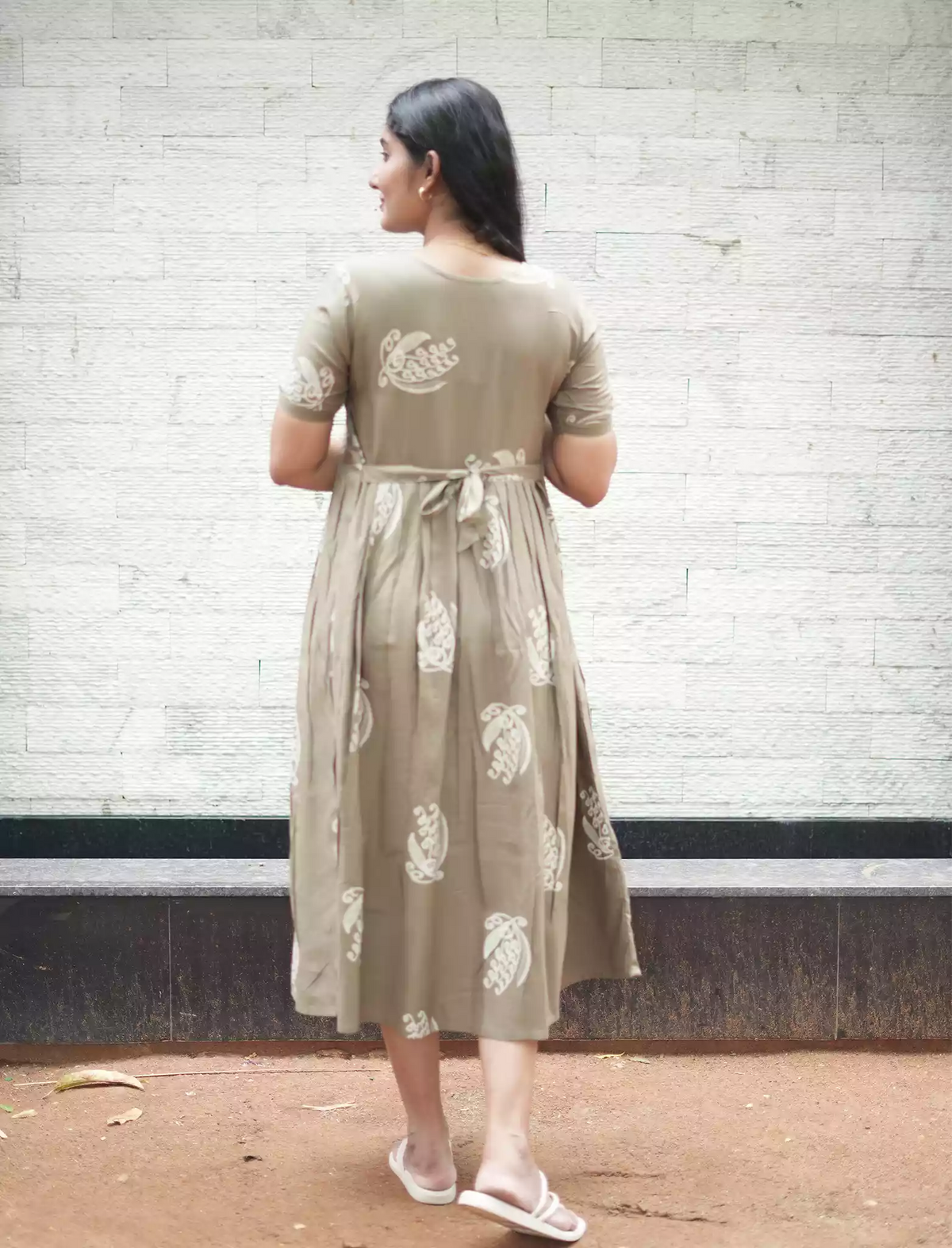 Rayon Paisley Print Casual Maxi Dress | Mangai Nighties
