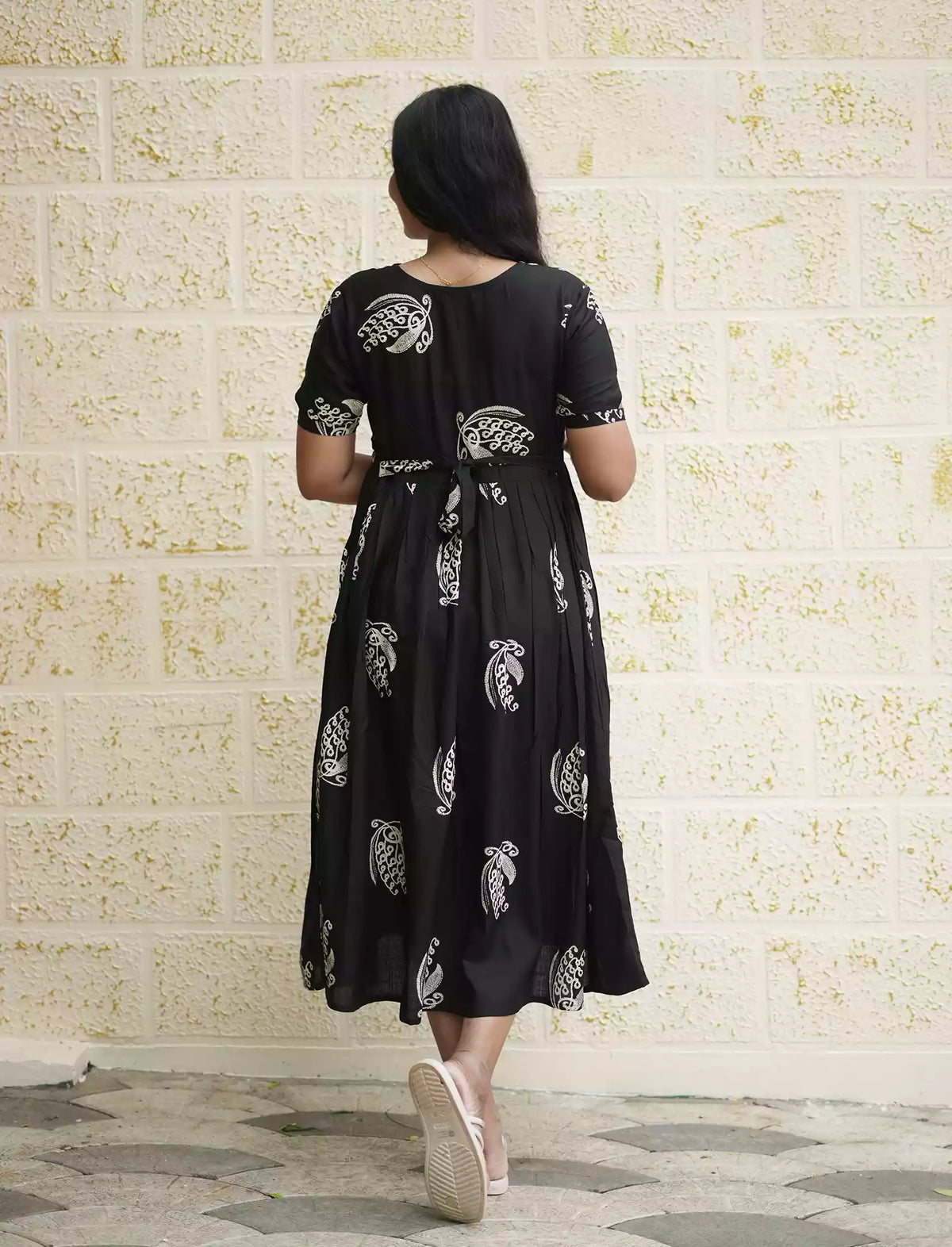 Rayon Paisley Print Casual Maxi Dress | Mangai Nighties