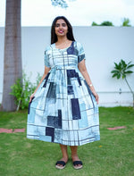Rayon Geometric Print Flared Maxi Casual Wear | Mangai Nighties