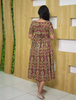 Traditional Ikat Print Cotton Maxi Frock with Pocket | Mangai Nighties