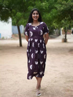Rayon Floral Print Casual Wear Maxi Dress with Pocket | Mangai Nighties