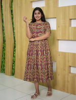 Traditional Ikat Print Cotton Maxi Frock with Pocket | Mangai Nighties