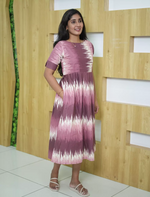 Abstract Brush Print Cotton Maxi Frock with Back Tie | Mangai Nighties