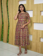 Traditional Ikat Print Cotton Maxi Frock with Pocket | Mangai Nighties