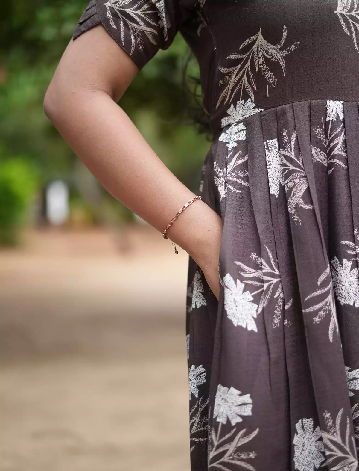 Rayon Floral Print Maxi Dress with Pocket | Mangai Nighties