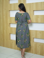 Floral Embroidery Cotton Maxi Frock with Back Tie | Mangai Nighties