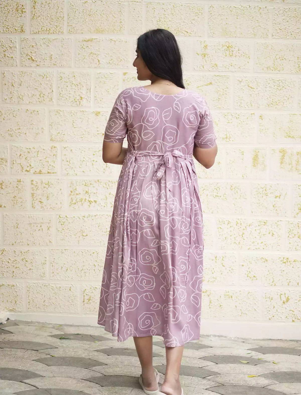 Rayon Floral Print Stylish Maxi Dress with Back Tie| Mangai Nighties
