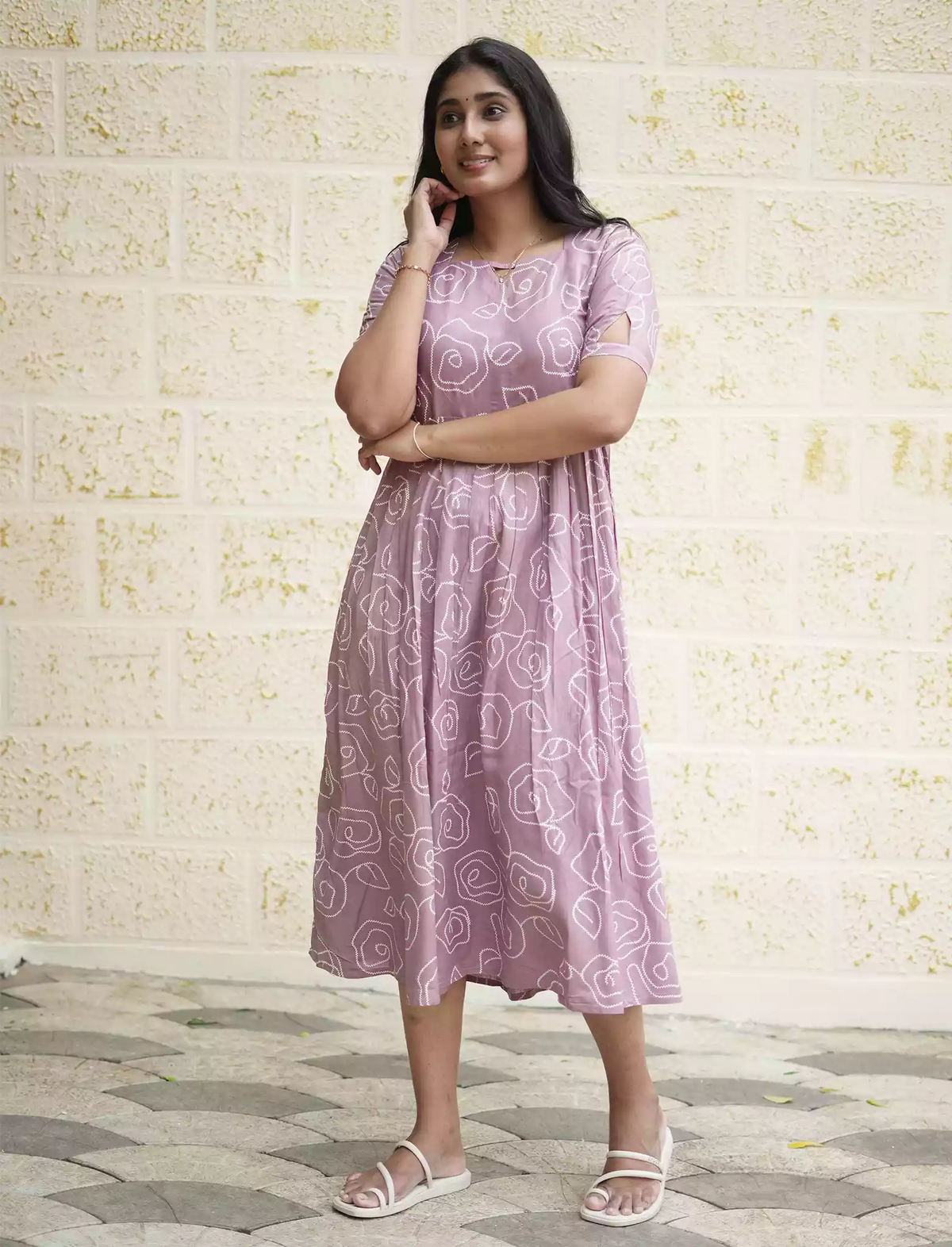 Rayon Floral Print Stylish Maxi Dress with Back Tie| Mangai Nighties