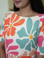 Abstract Floral Print Cotton Maxi Frock with Pocket | Mangai Nighties