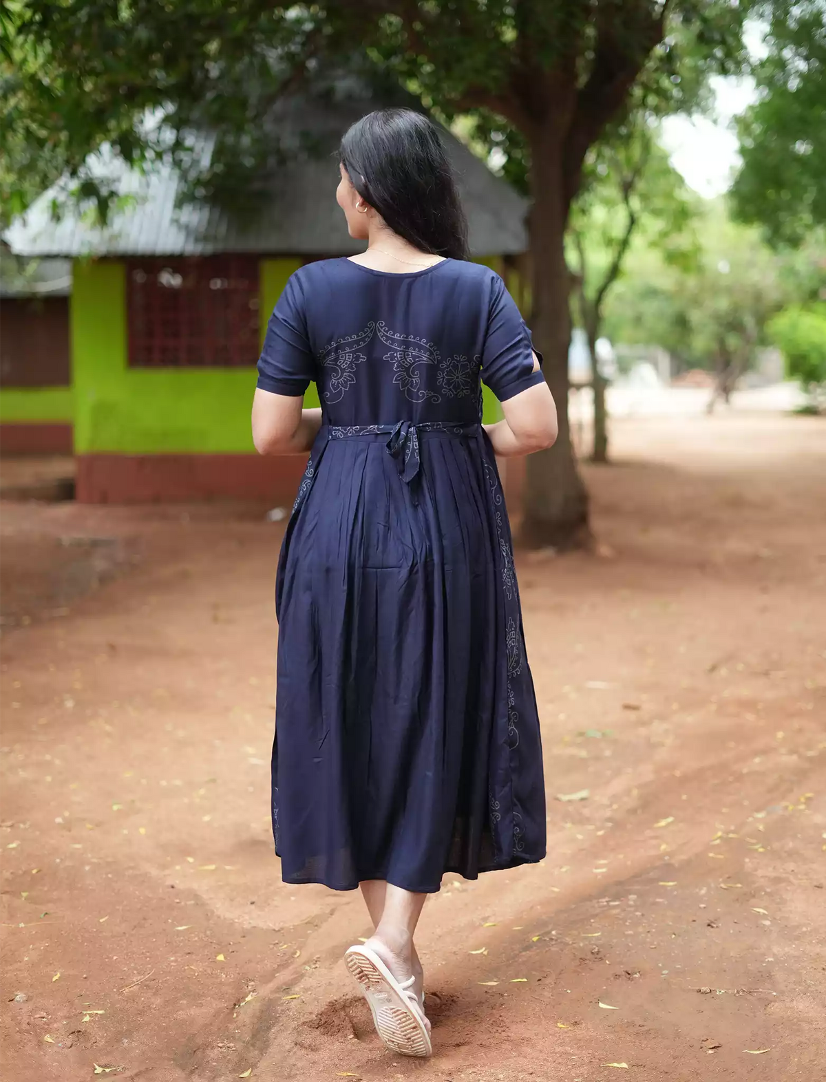 Rayon Stylish Neck Casual Wear Maxi Dress | Mangai Nighties