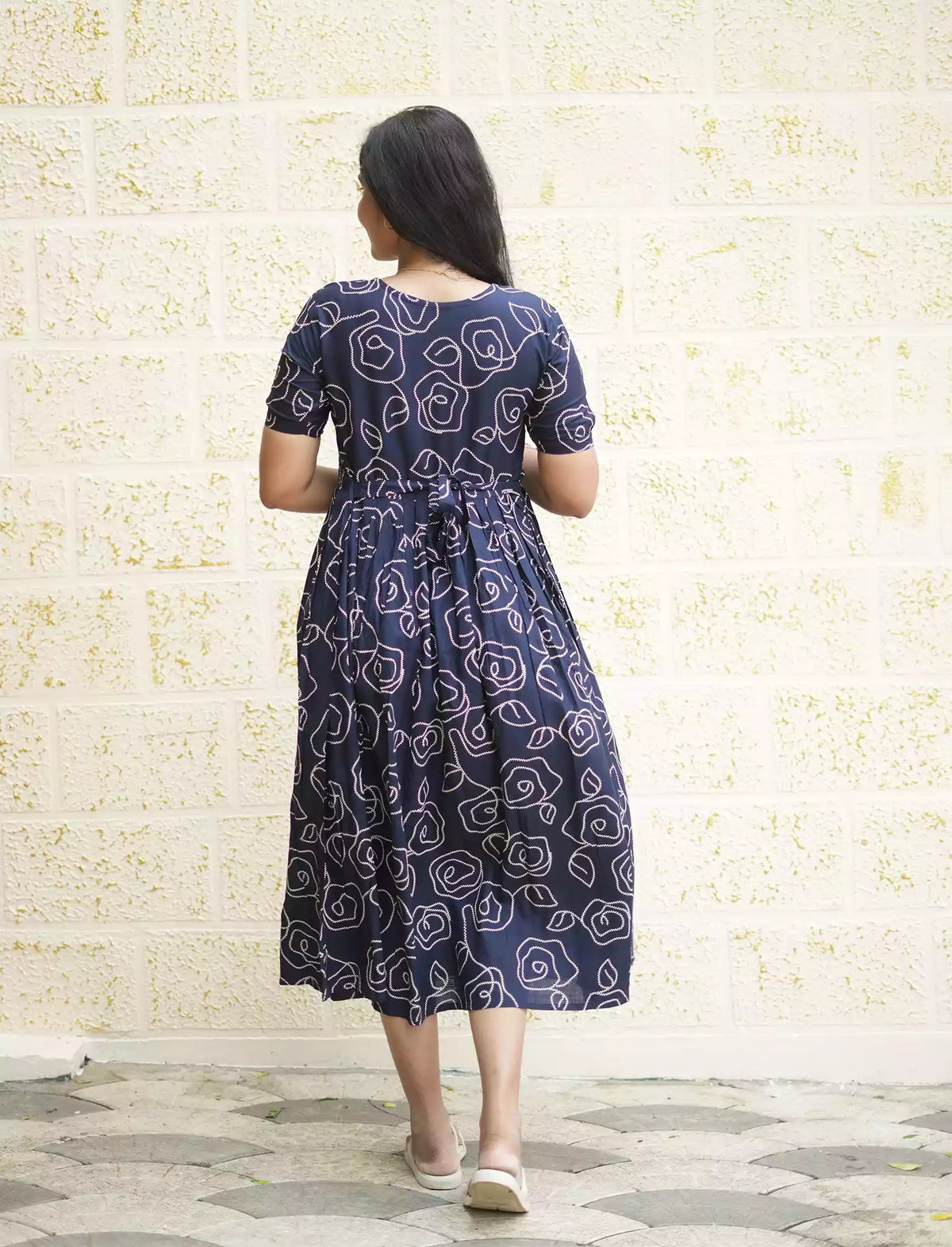 Rayon Floral Print Stylish Maxi Dress with Back Tie| Mangai Nighties
