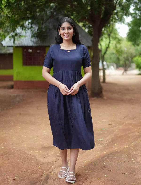 Rayon Stylish Neck Casual Wear Maxi Dress | Mangai Nighties