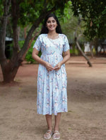 Rayon Floral Print Boat Neck Maxi Dress | Mangai Nighties