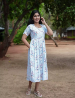Rayon Floral Print Boat Neck Maxi Dress | Mangai Nighties