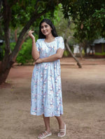 Rayon Floral Print Boat Neck Maxi Dress | Mangai Nighties
