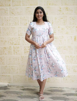 Rayon Floral Print Boat Neck Maxi Dress | Mangai Nighties
