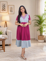 Rayon Mix & Match Embroidery Maxi | V-Neck | Mangai Nighties