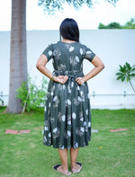 Rayon Floral Print Maxi Dress with Pocket | Mangai Nighties