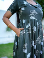 Rayon Floral Print Maxi Dress with Pocket | Mangai Nighties