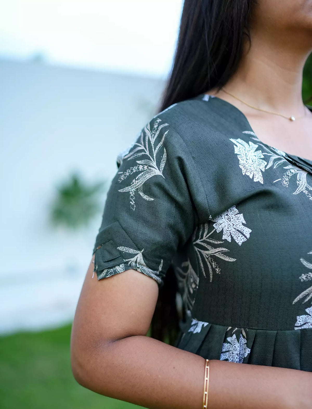 Rayon Floral Print Maxi Dress with Pocket | Mangai Nighties