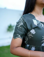 Rayon Floral Print Maxi Dress with Pocket | Mangai Nighties