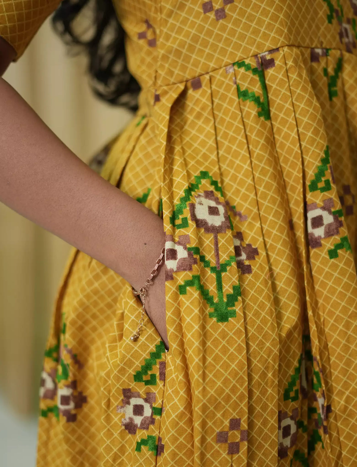 Floral Embroidery Cotton Maxi Frock with Back Tie | Mangai Nighties