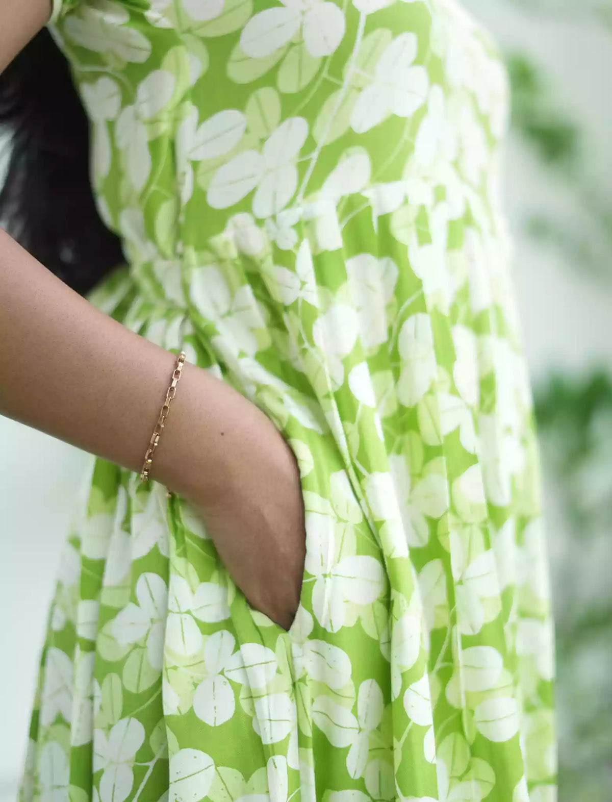 Rayon Tropical Floral Print Maxi Frock with Frilled Bottom - Mangai Nighties