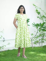 Rayon Tropical Floral Print Maxi Frock with Frilled Bottom - Mangai Nighties