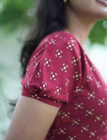 Rayon Bandhani Motif Print Maxi Frock with Fancy Sleeve - Mangai Nighties