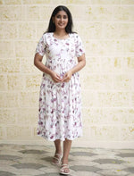 Rayon Floral Print Casual Maxi Dress with Boat Neck| Mangai Nighties