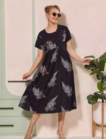 Floral Printed Regular Sleeve Button Front Maxi with Pocket | Mangai Nighties