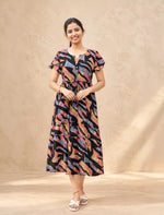 Rayon Abstract Foil Print Double Layer Sleeve Maxi | Mangai Nighties