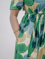 Rayon Puff Sleeve Foil Print Maxi Frock with Front Tie | Mangai Nighties
