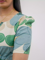 Rayon Puff Sleeve Foil Print Maxi Frock with Front Tie | Mangai Nighties