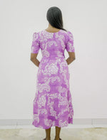 Rayon Paisley Print Puff Sleeve Gathering Maxi Frock with Side Pocket | Mangai Nighties