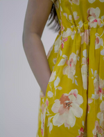 Rayon Floral Foil Print Double Layer Sleeve Maxi with Side Pocket | Mangai Nighties