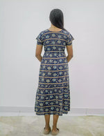 Rayon Foil Print Double Layer Sleeve Maxi Frock | Mangai Nighties