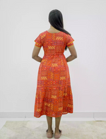 Rayon Foil Print Double Layer Sleeve Maxi with Front Tie | Mangai Nighties