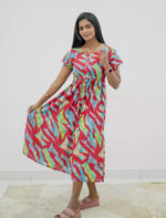 Rayon Abstract Foil Print Double Layer Sleeve Maxi | Mangai Nighties