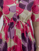 Rayon Puff Sleeve Foil Print Maxi Frock with Front Tie | Mangai Nighties