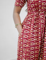 Rayon Foil Print Puff Sleeve Front Tie Gathering Maxi Frock | Mangai Nighties