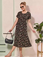 Floral Printed Regular Sleeve Button Front Maxi | Mangai Nighties
